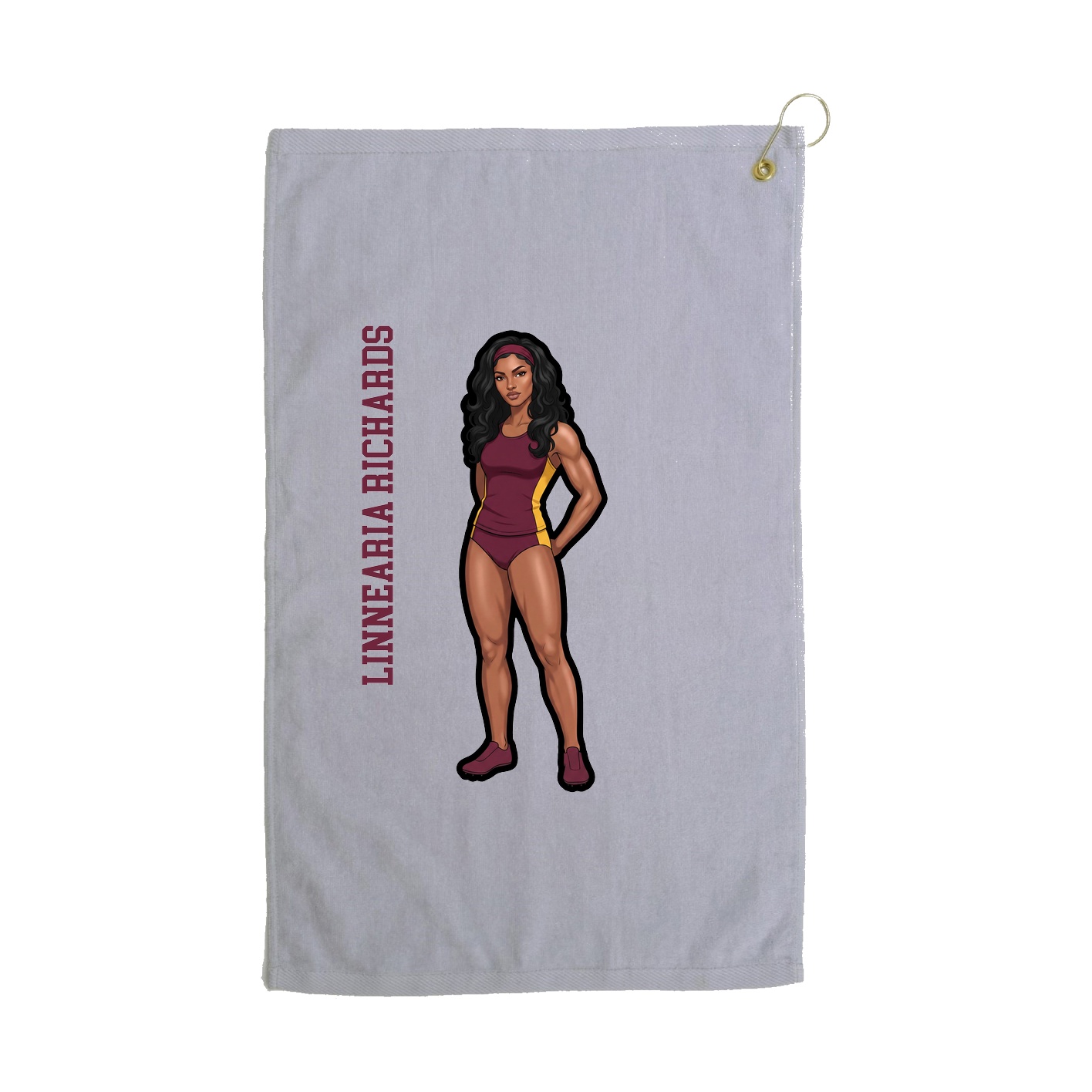 Golf Towel — Name Vertical in Grey