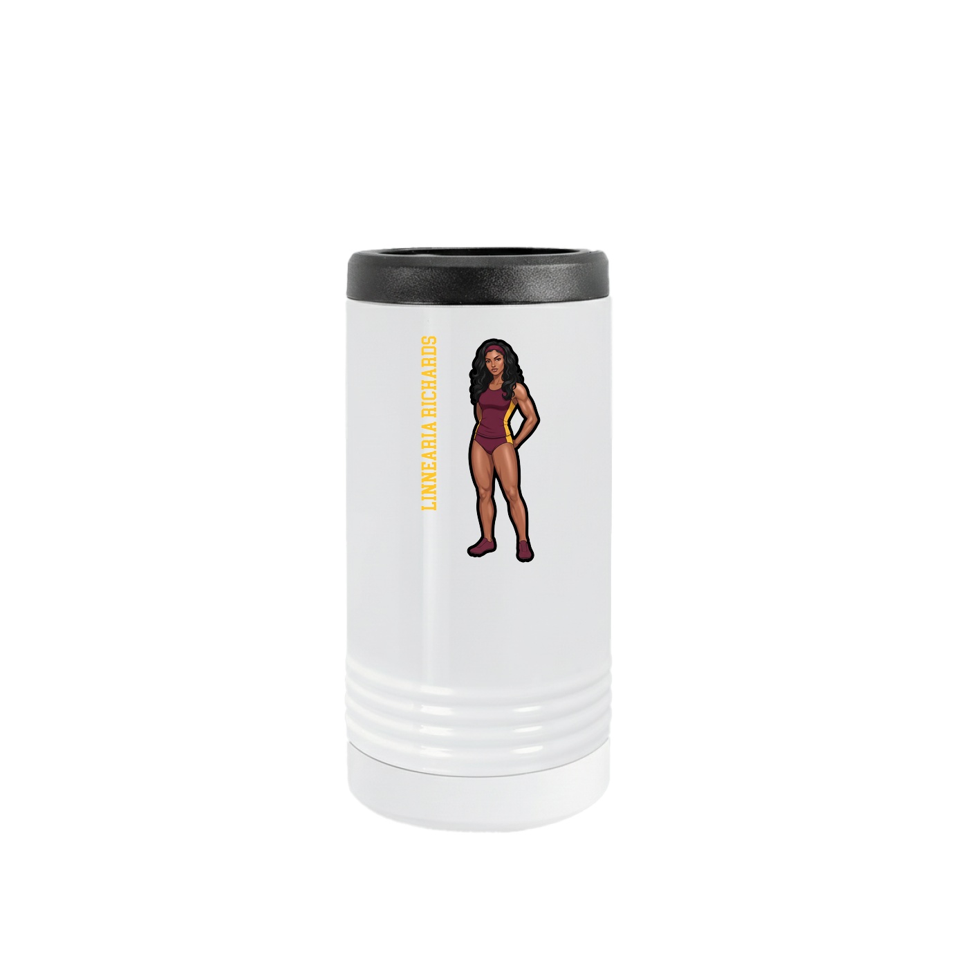 Slim Beverage Holder — Name Vertical in White