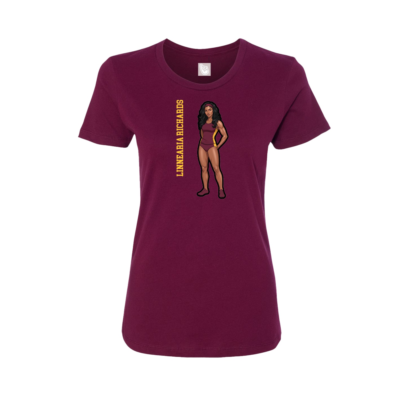 Womens Tee — Name Vertical in Maroon