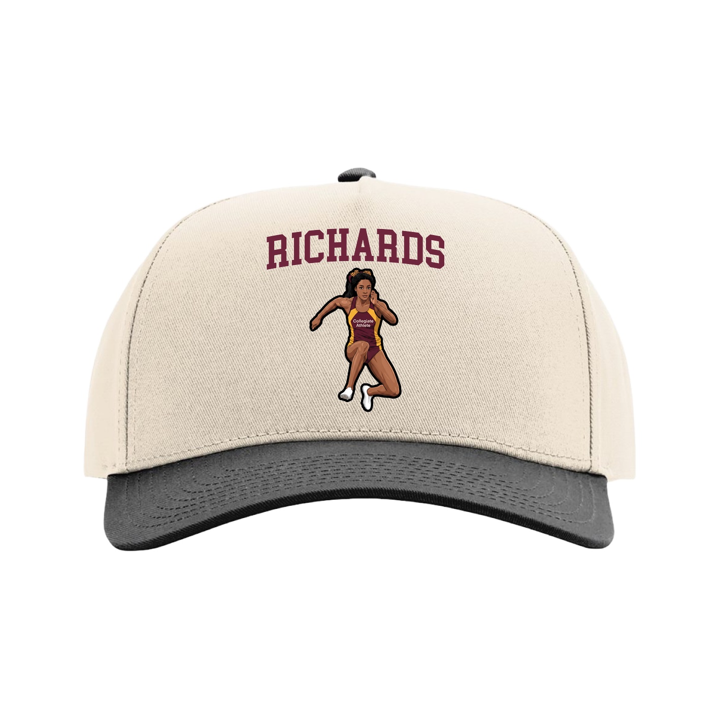 Full Fabric Five-Panel Champ Cap — Shirsey in Cream/Black