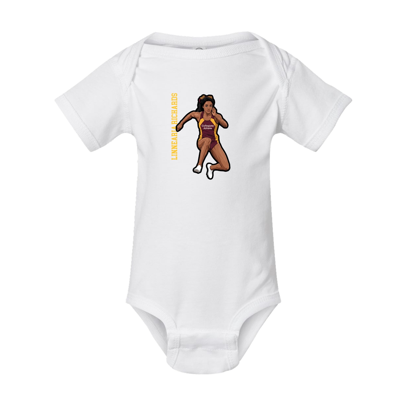 Baby Onesie — Name Vertical in White