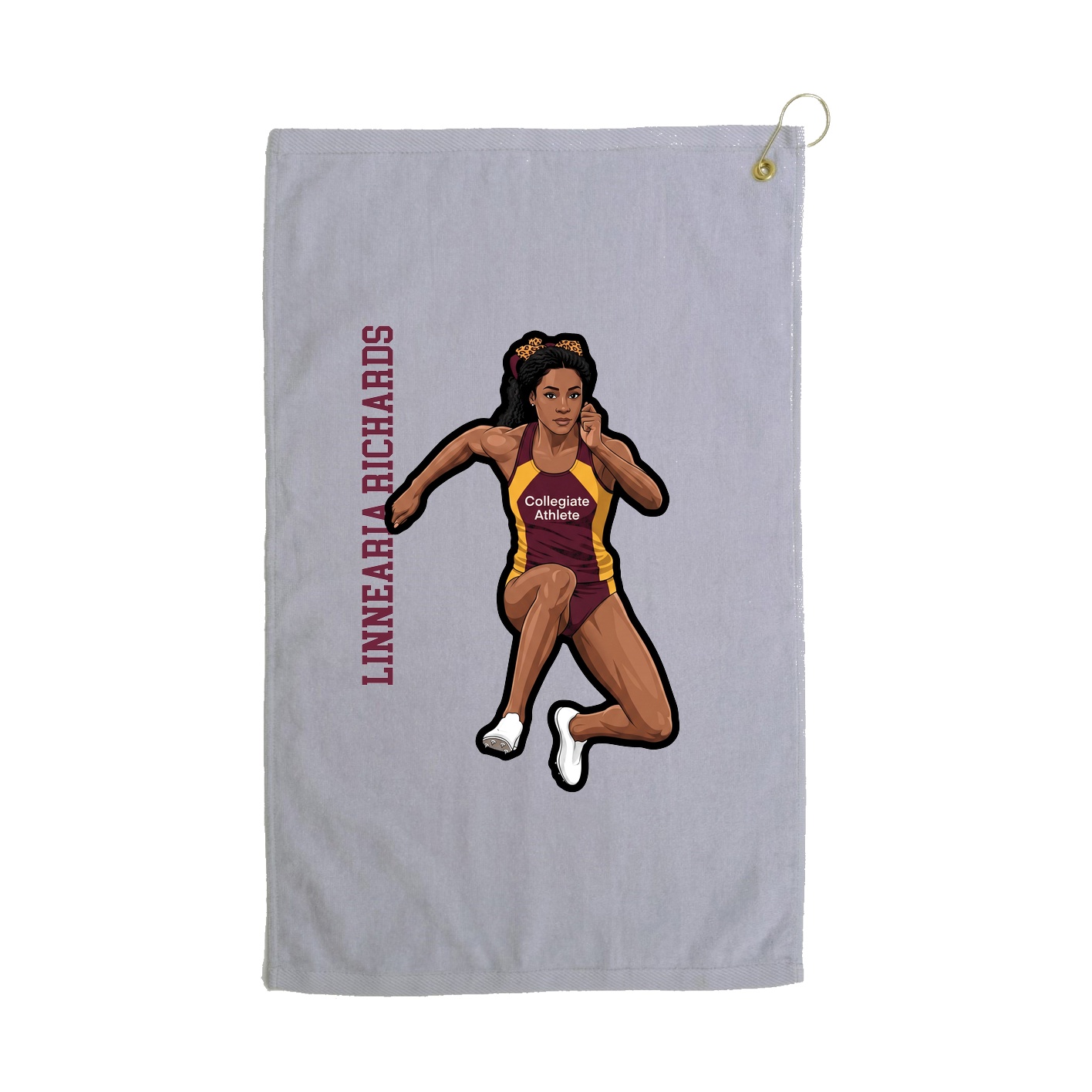 Golf Towel — Name Vertical in Grey