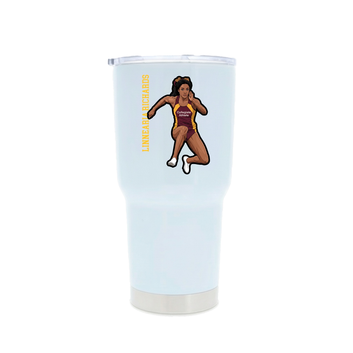 30oz Stainless Steel Tumbler — Name Vertical in White