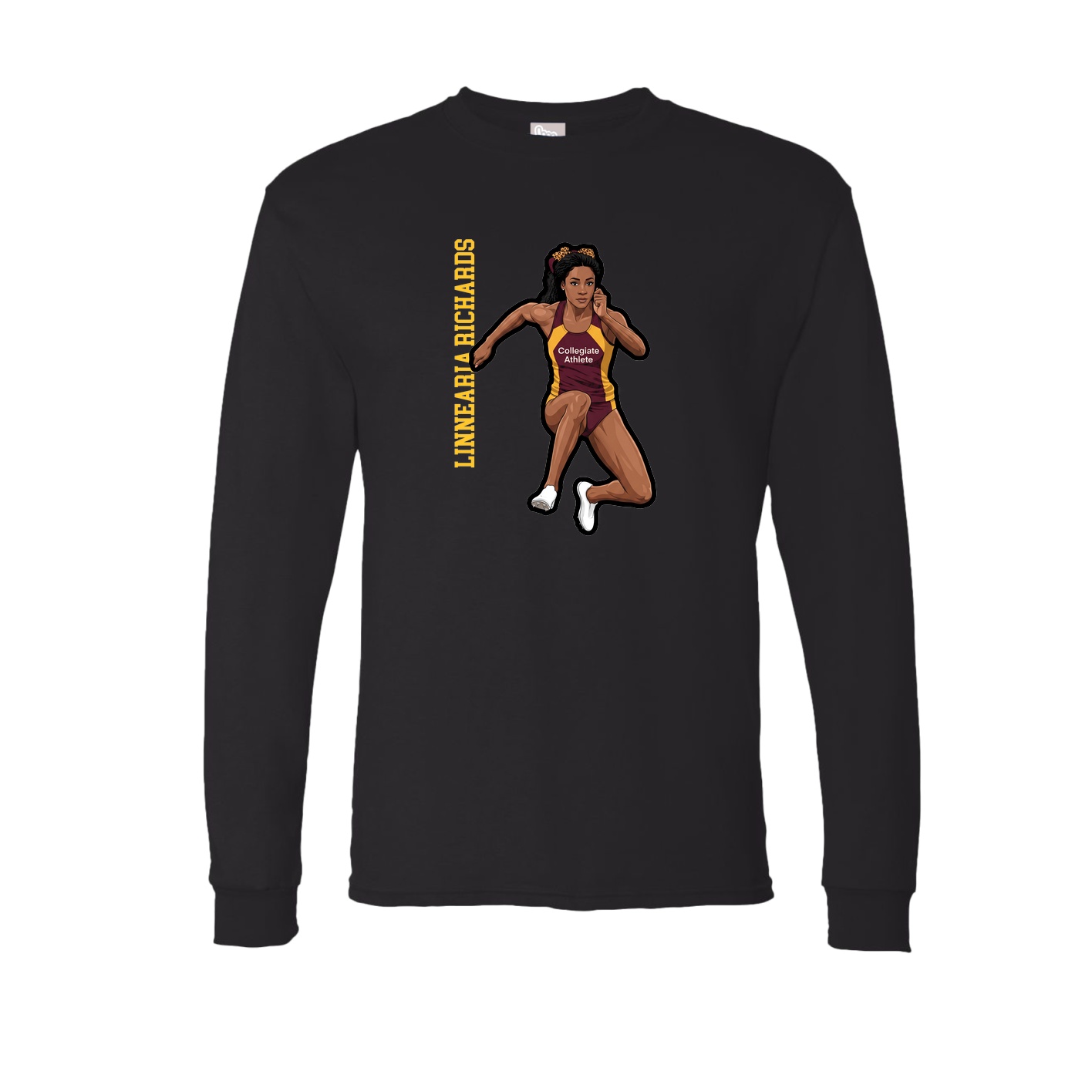 Long Sleeve Tee — Name Vertical in Black