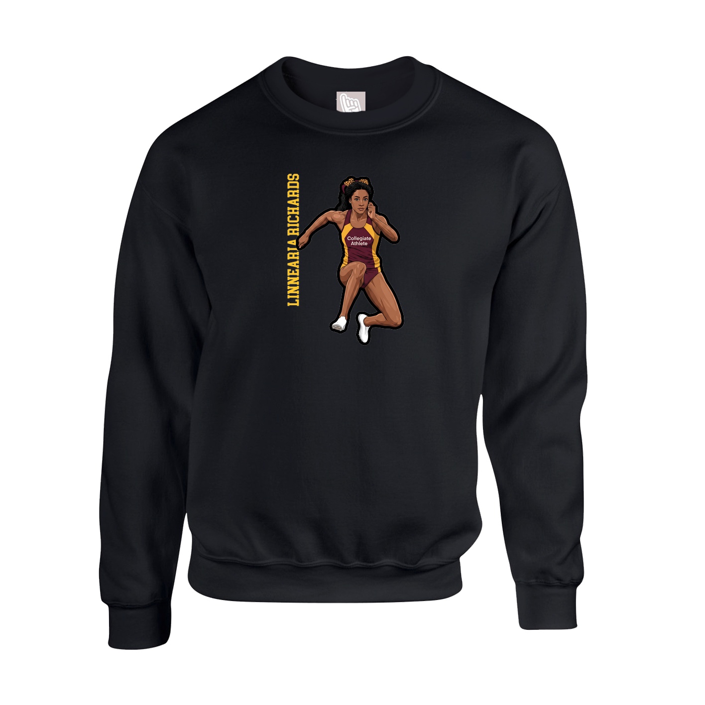 Fleece Crew — Name Vertical in Black