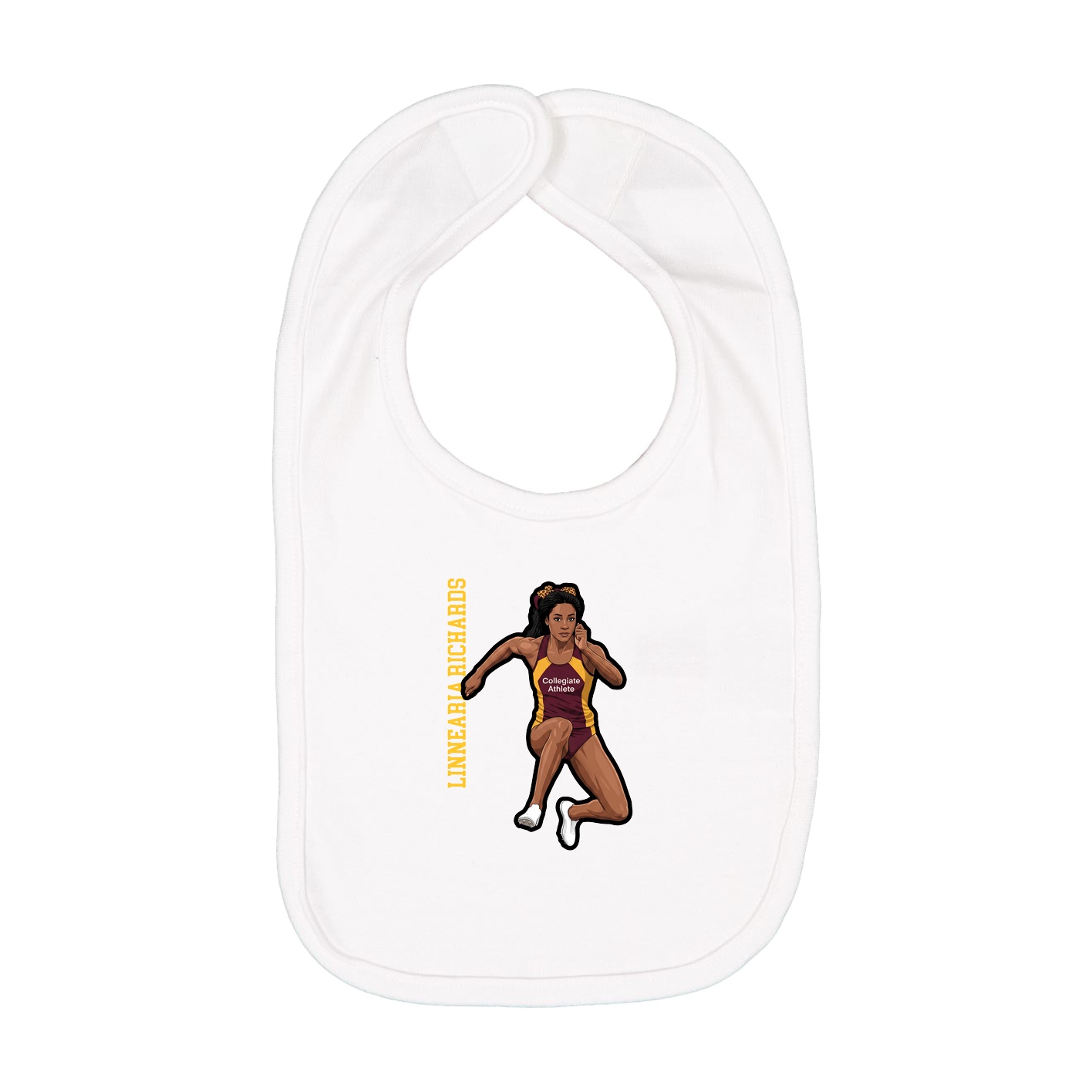 Infant Bib — Name Vertical in White