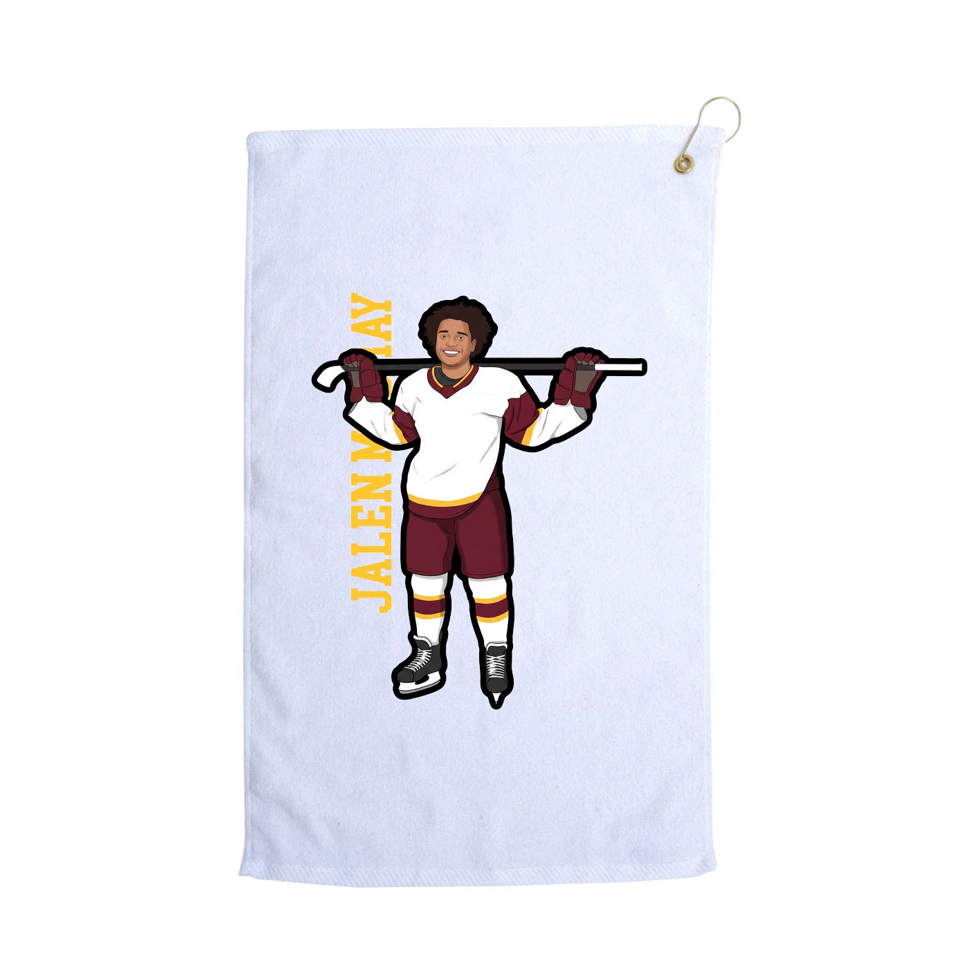 Golf Towel — Name Vertical in White