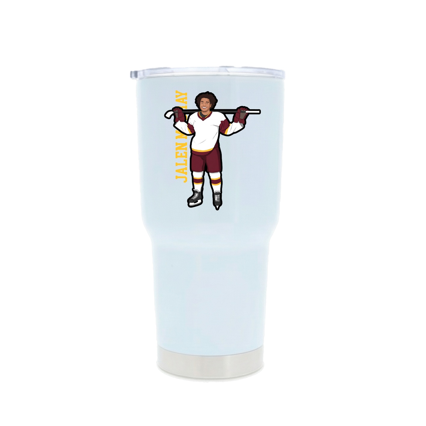 30oz Stainless Steel Tumbler — Name Vertical in White