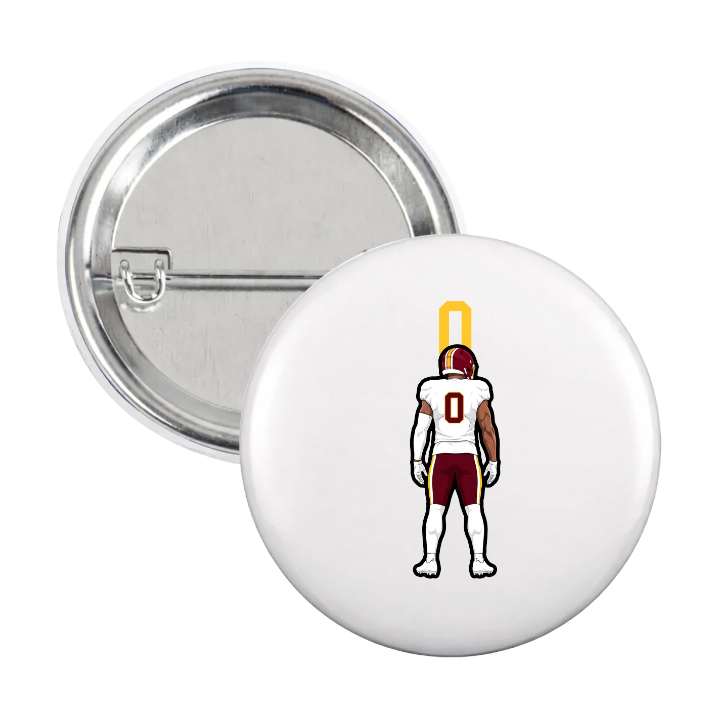 Game Day Button — Number Top in White