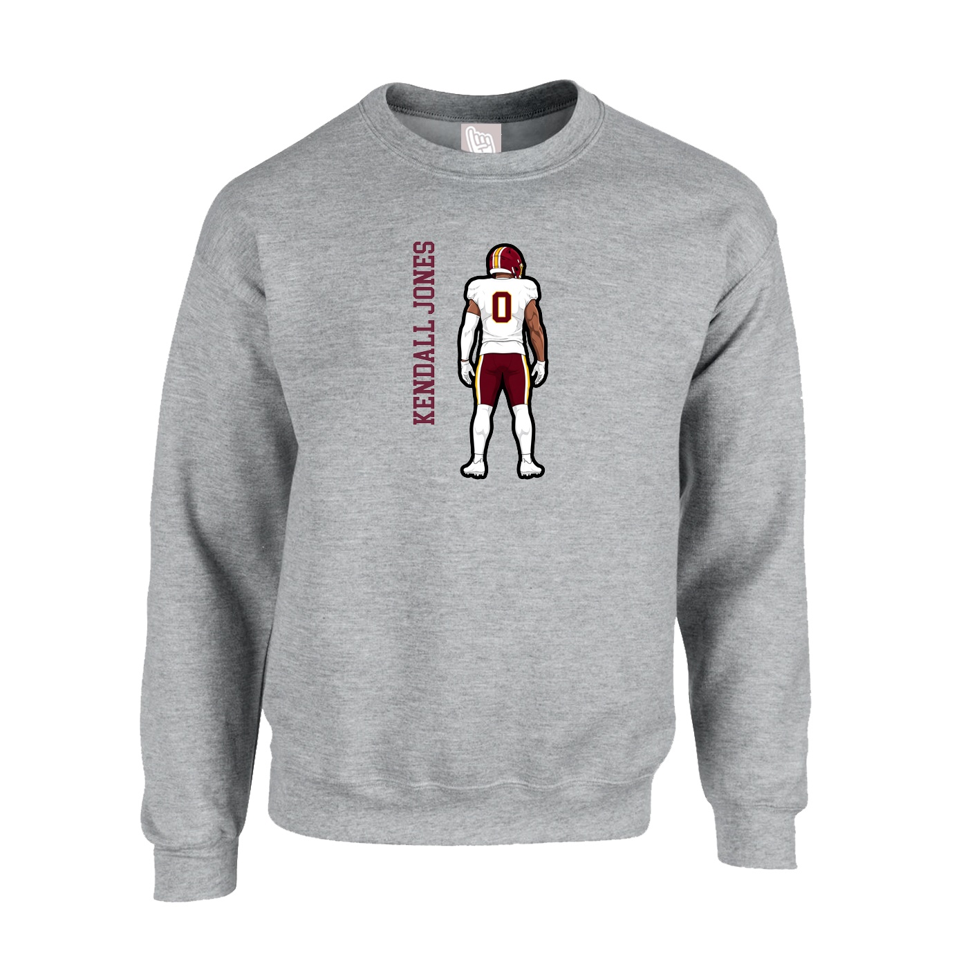Fleece Crew — Name Vertical in Grey