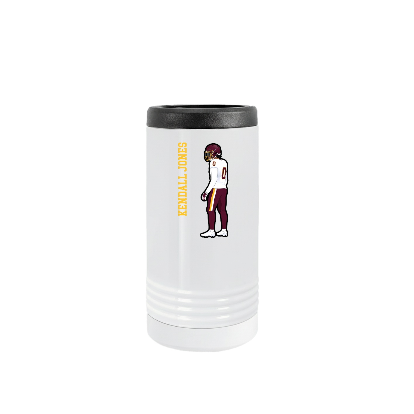 Slim Beverage Holder — Name Vertical in White