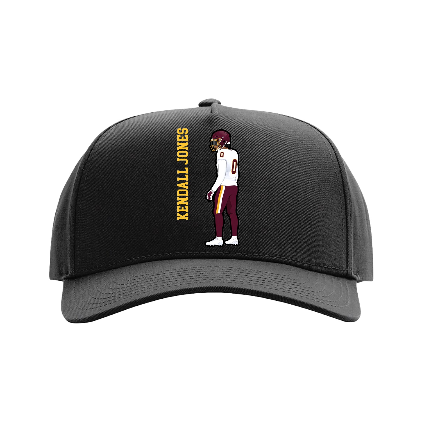 Full Fabric Five-Panel Champ Cap — Name Vertical in Black
