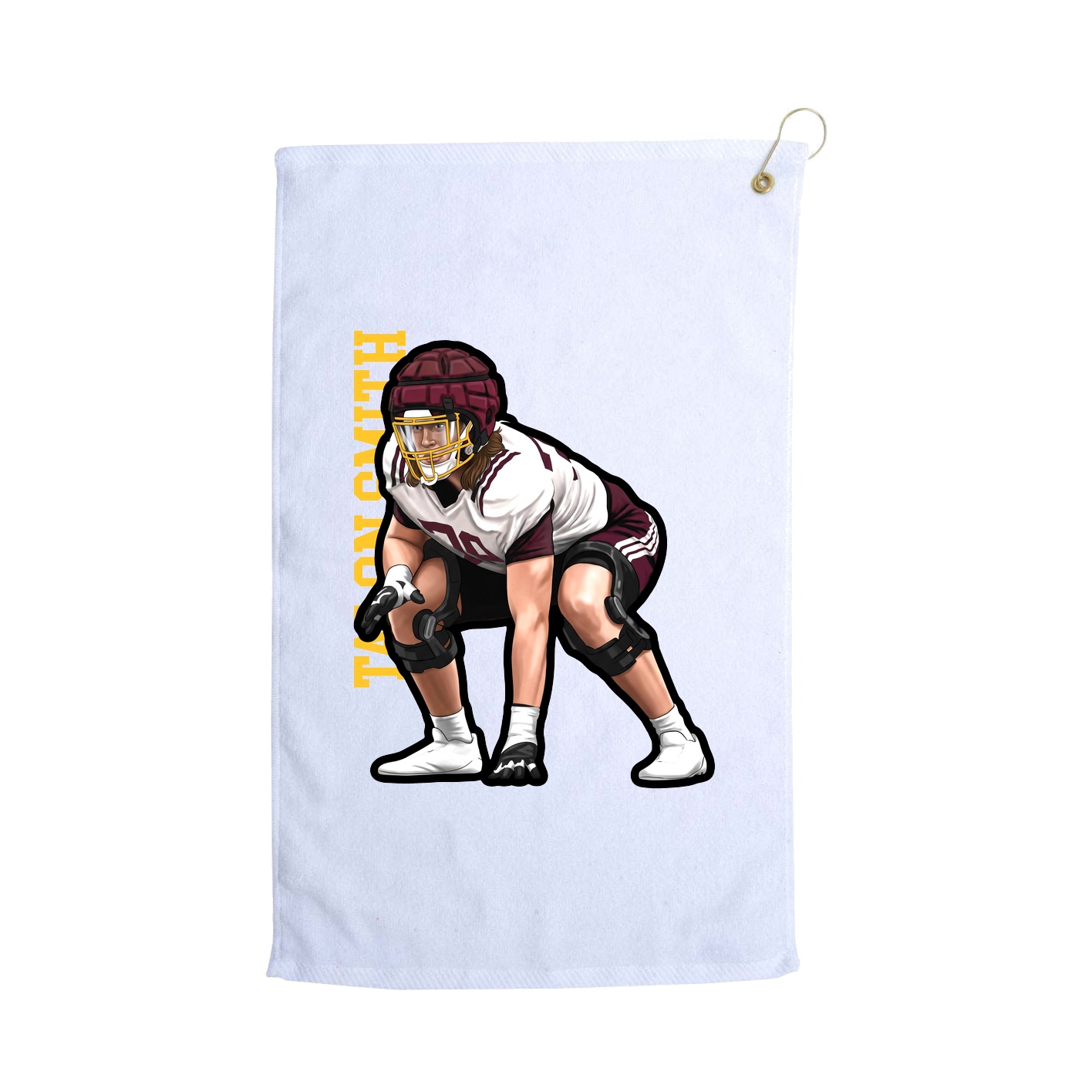 Golf Towel — Name Vertical in White