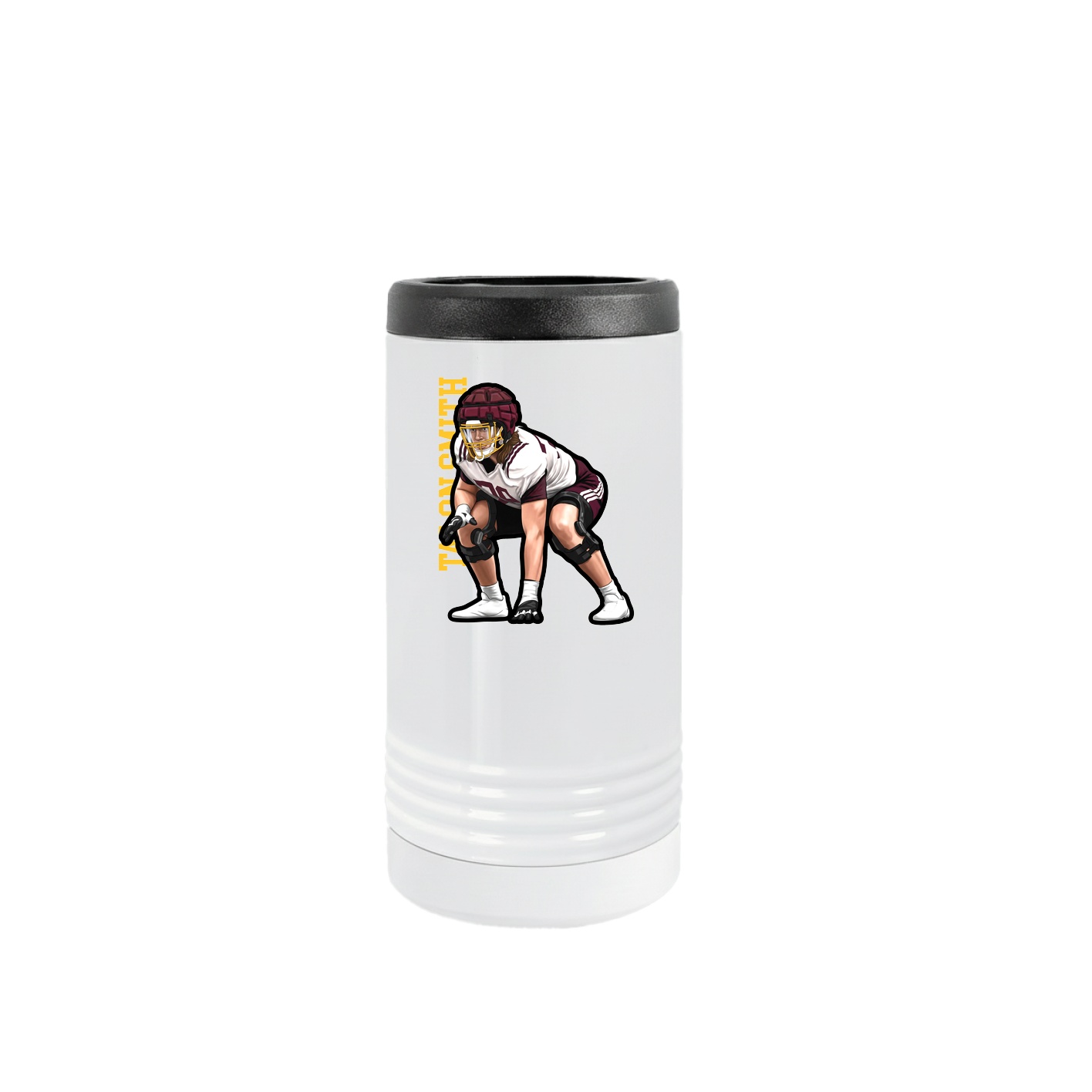 Slim Beverage Holder — Name Vertical in White