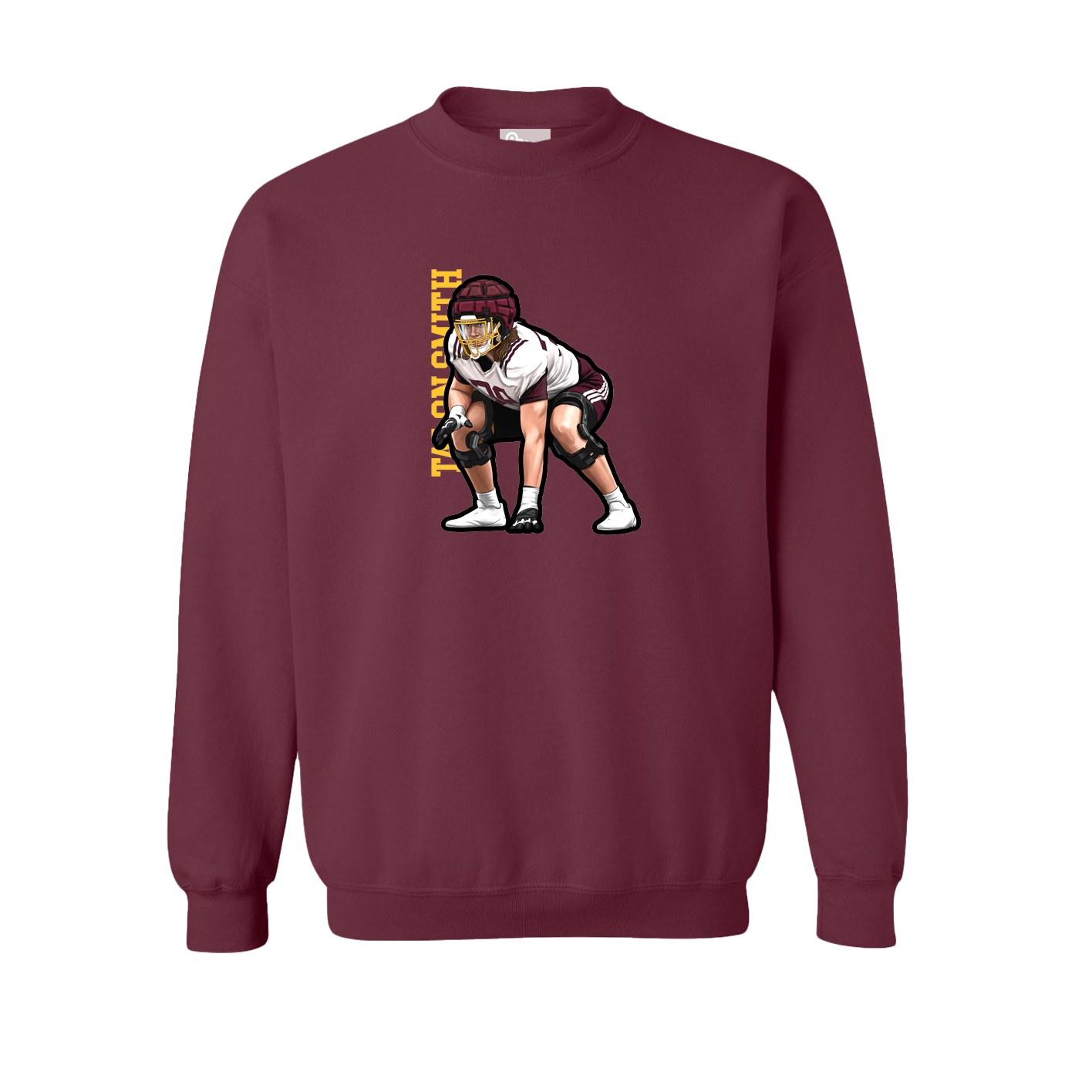 Fleece Crew — Name Vertical in Maroon