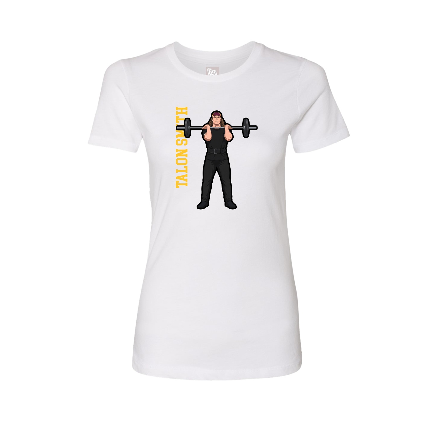 Womens Tee — Name Vertical in White