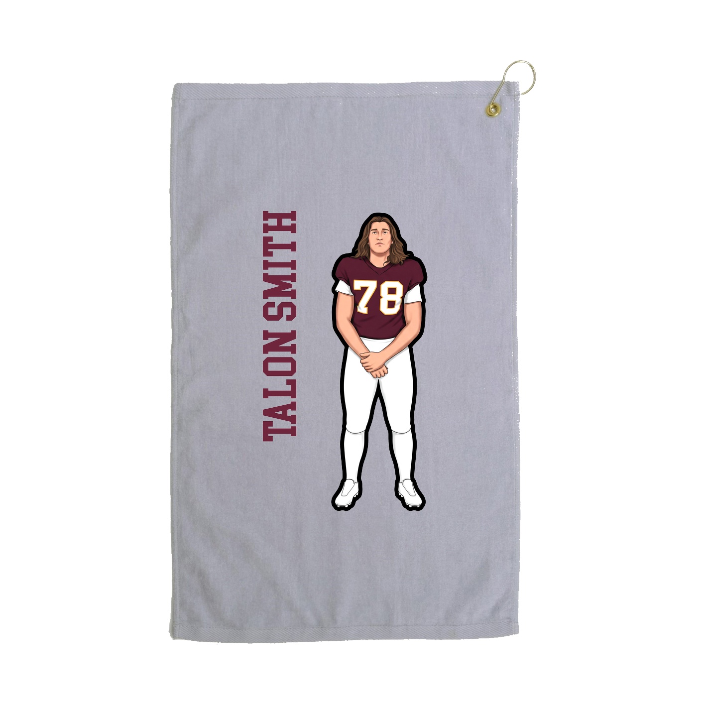 Golf Towel — Name Vertical in Grey