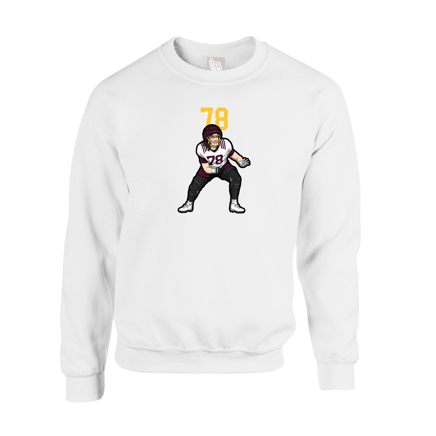 Fleece Crew — Number Top in White