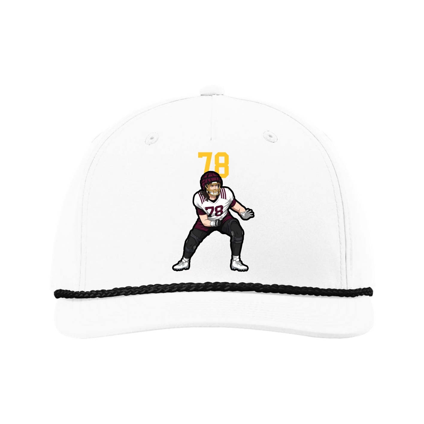 Five-Panel Classic Rope Cap — Number Top in White