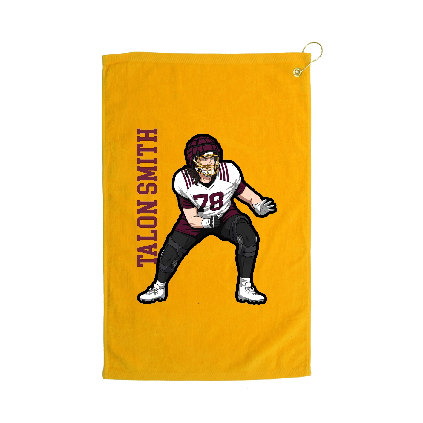 Golf Towel — Name Vertical in Gold