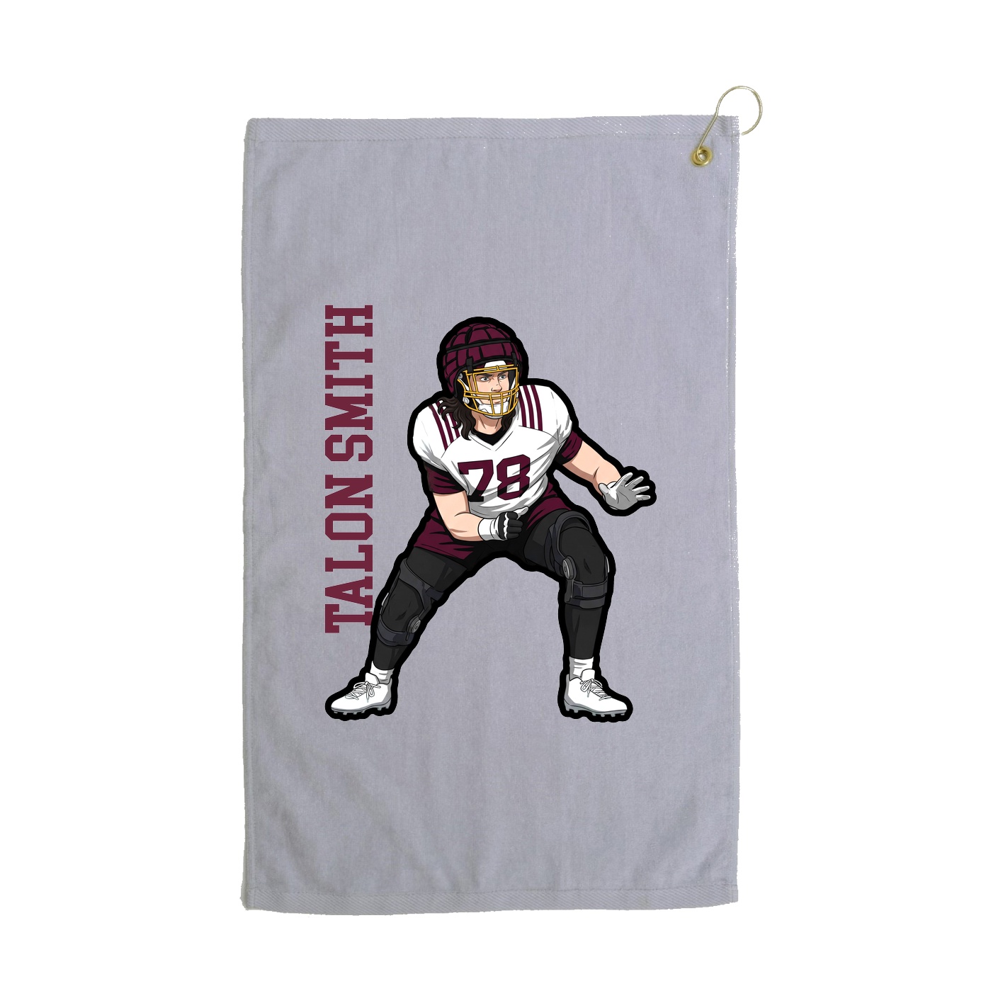 Golf Towel — Name Vertical in Grey
