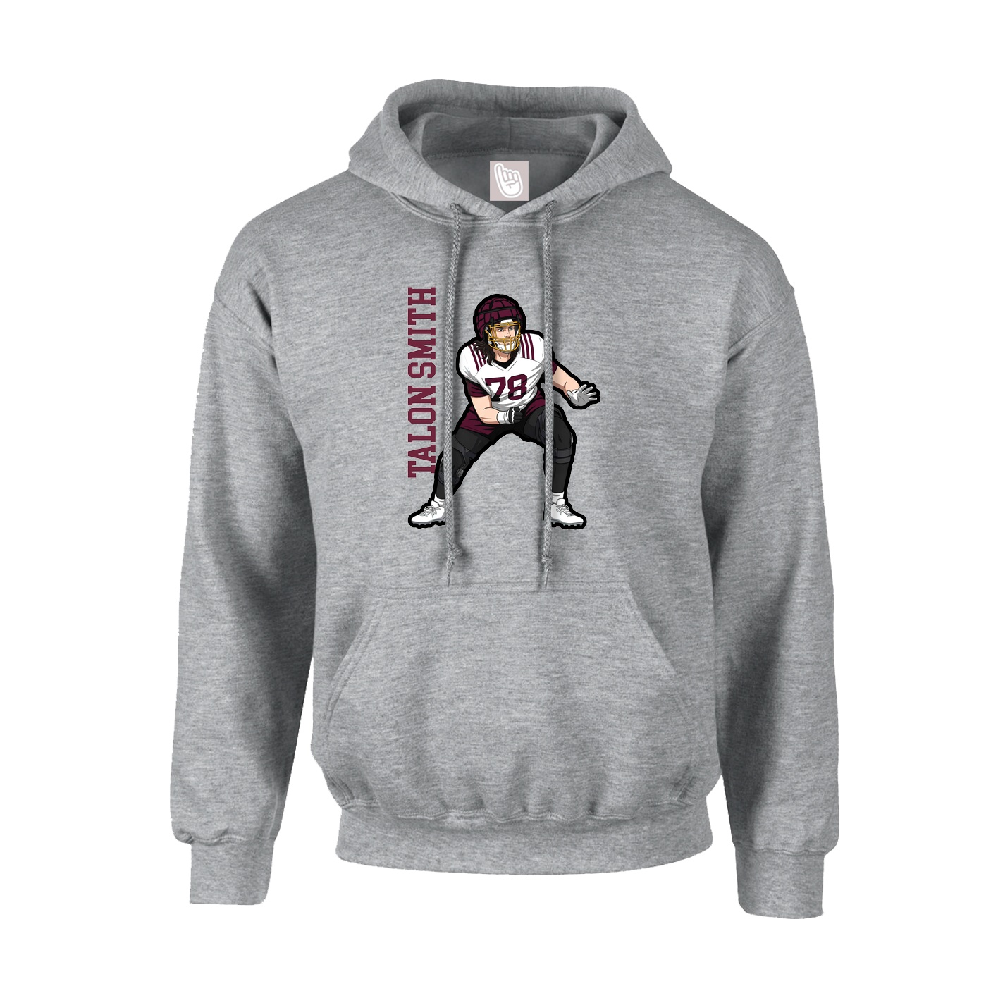 Hoodie — Name Vertical in Grey