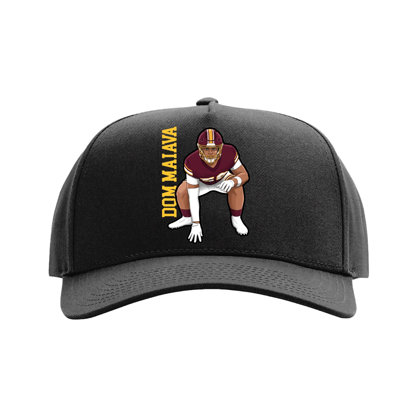 Full Fabric Five-Panel Champ Cap — Name Vertical in Black