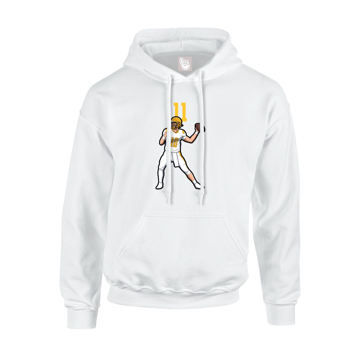 Youth Hoodie — Number Top in White