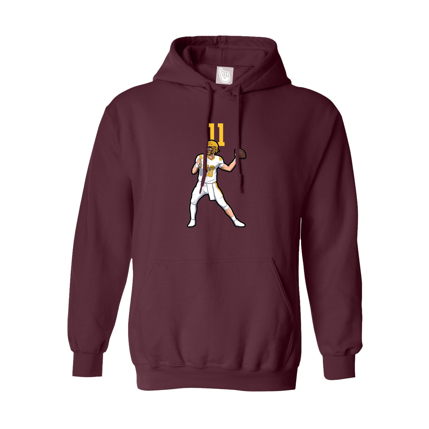 Youth Hoodie — Number Top in Maroon