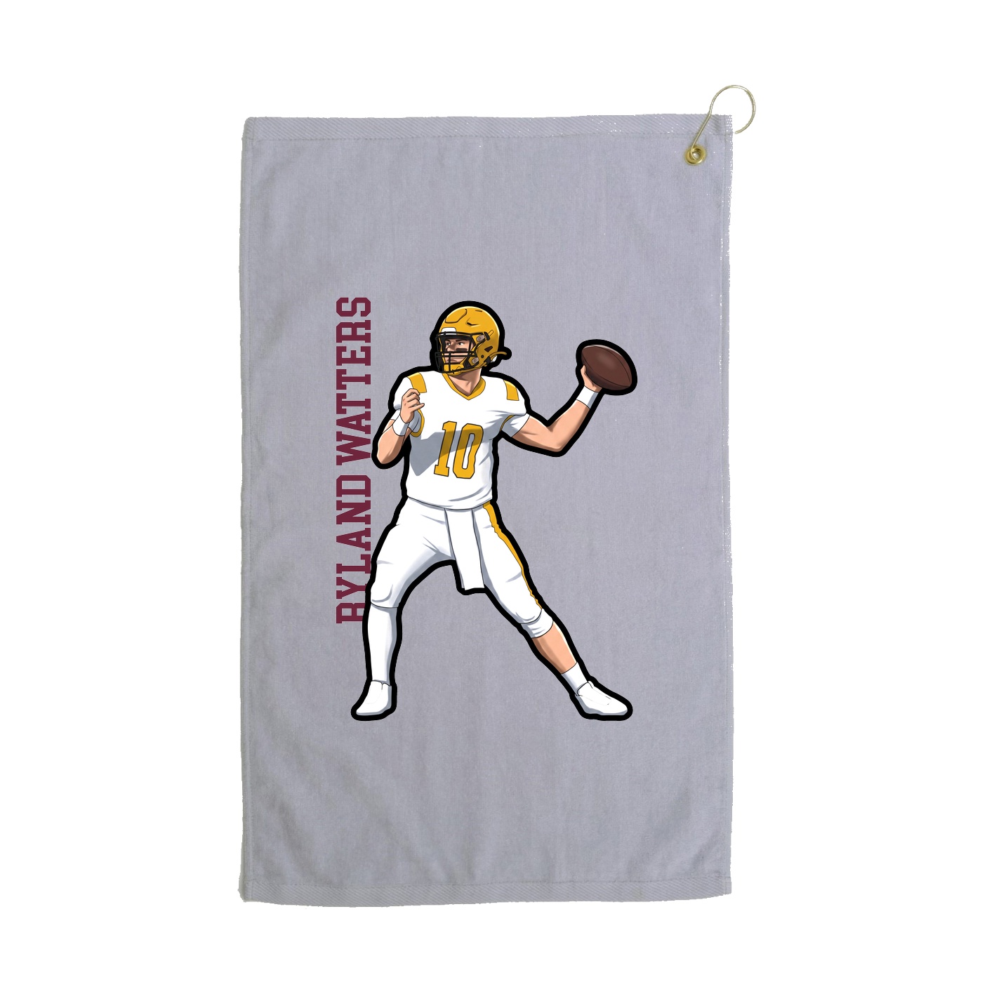 Golf Towel — Name Vertical in Grey