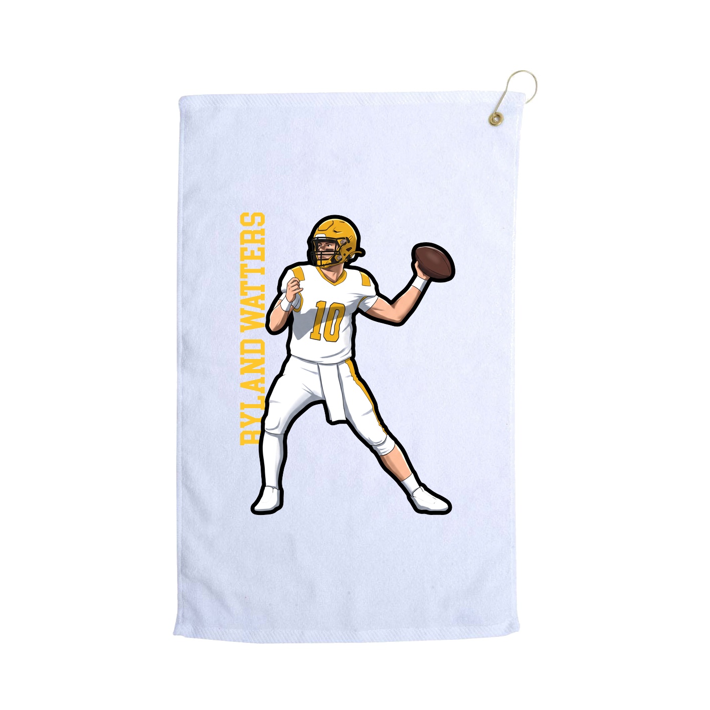 Golf Towel — Name Vertical in White