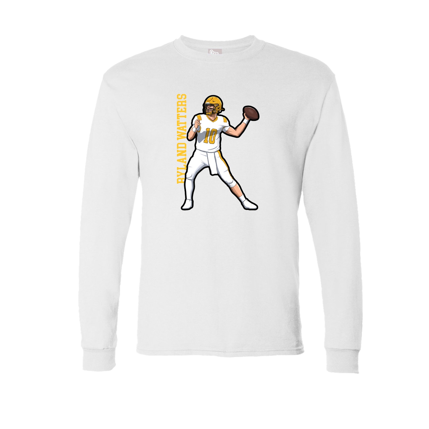 Long Sleeve Tee — Name Vertical in White