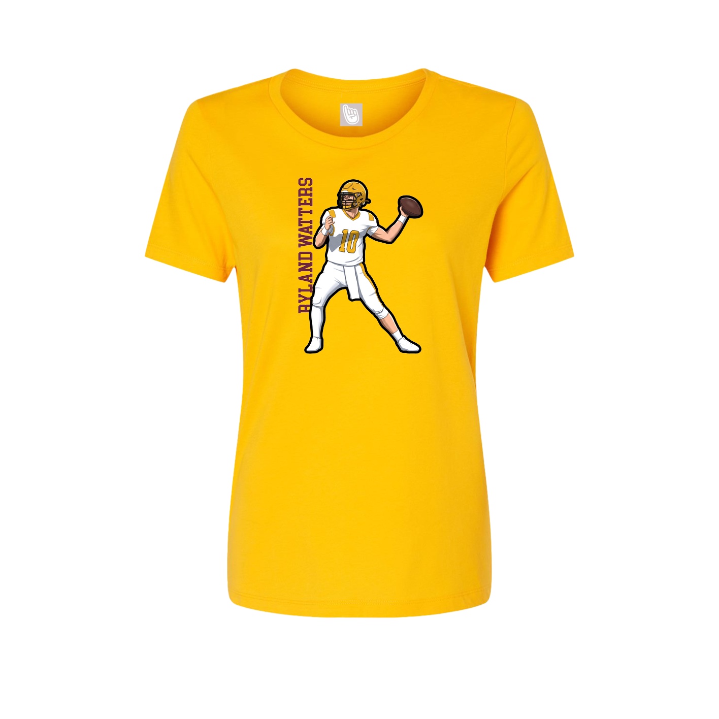 Womens Tee — Name Vertical in Gold