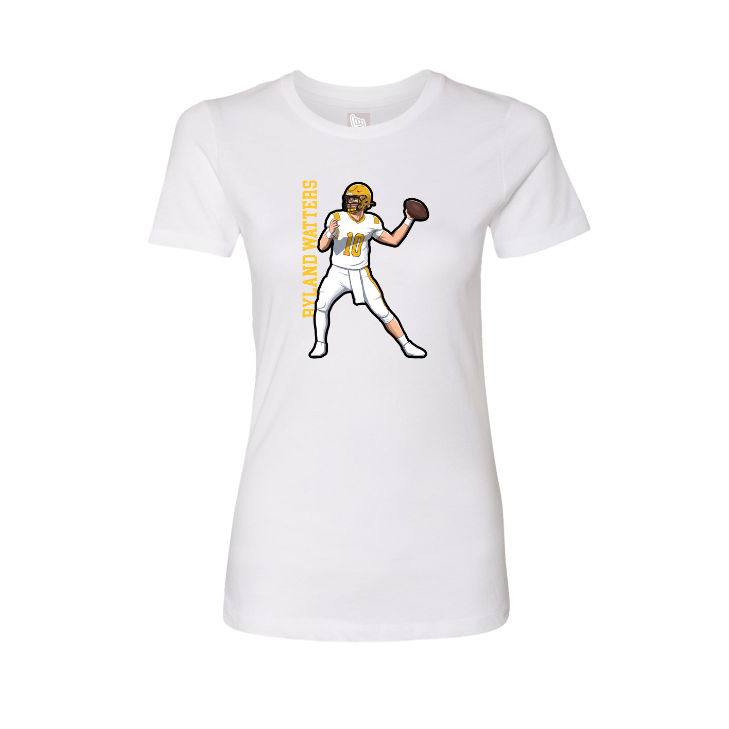 Womens Tee — Name Vertical in White