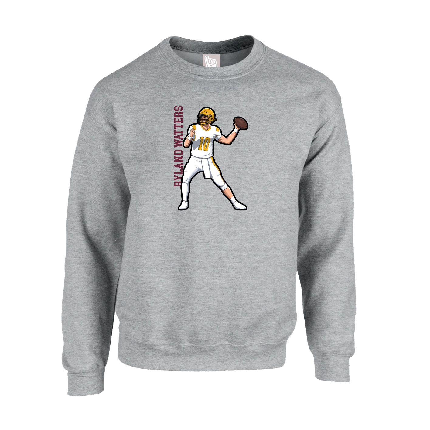 Fleece Crew — Name Vertical in Grey