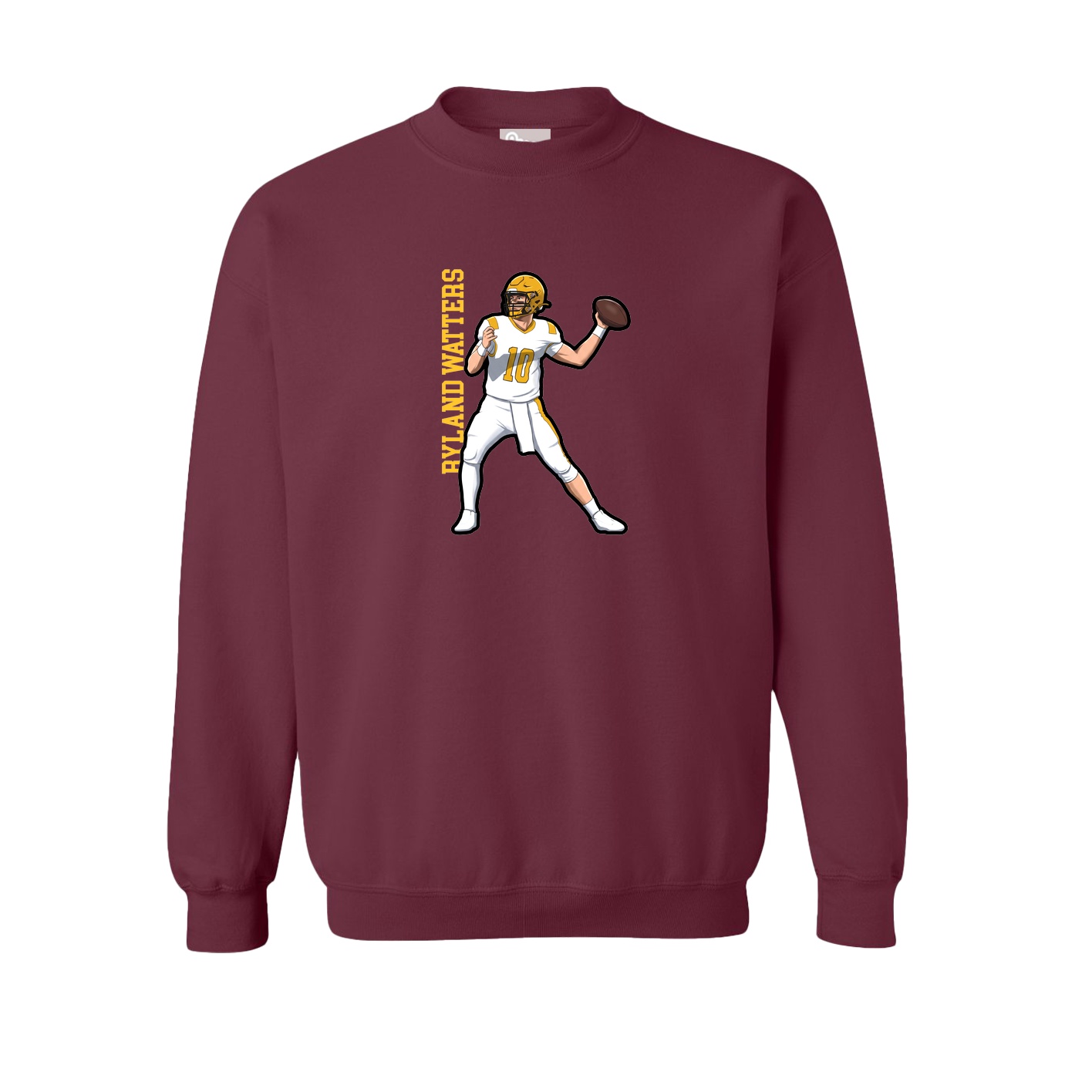 Fleece Crew — Name Vertical in Maroon