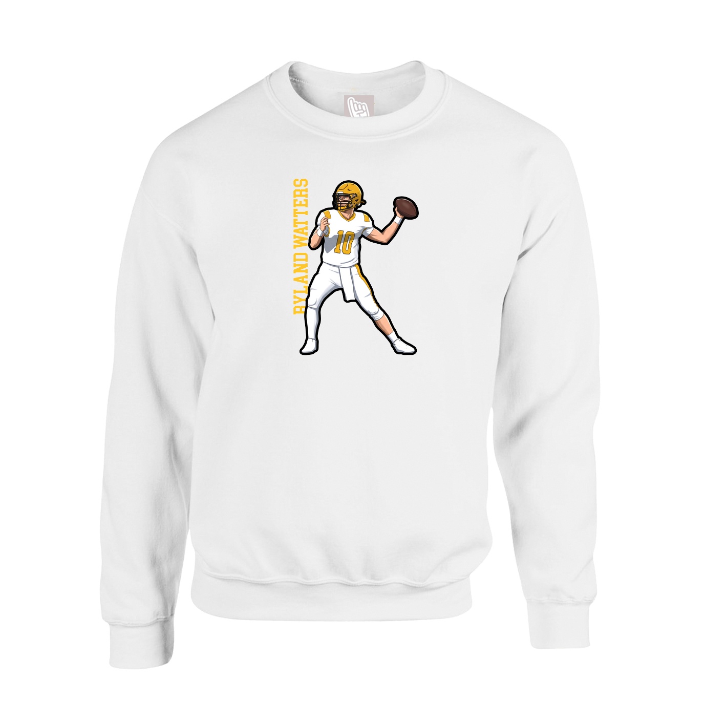 Fleece Crew — Name Vertical in White