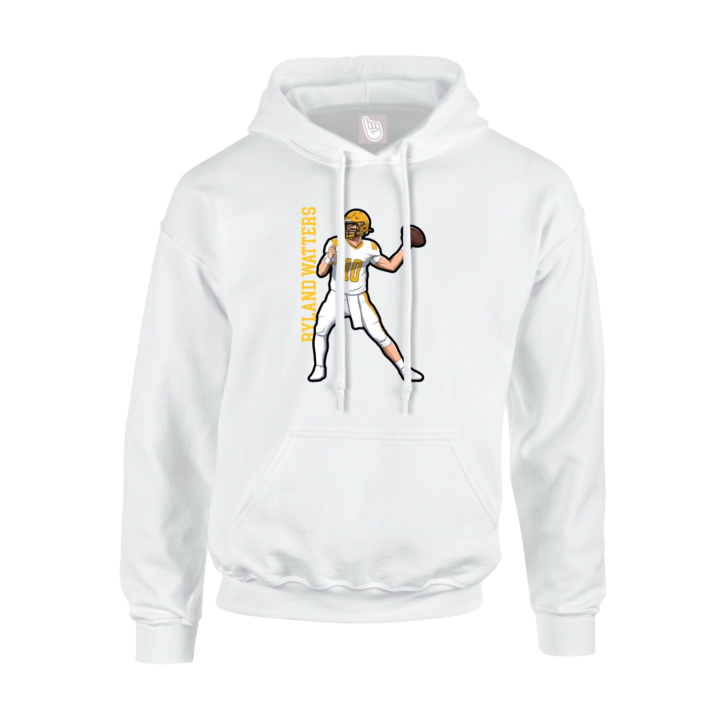 Youth Hoodie — Name Vertical in White
