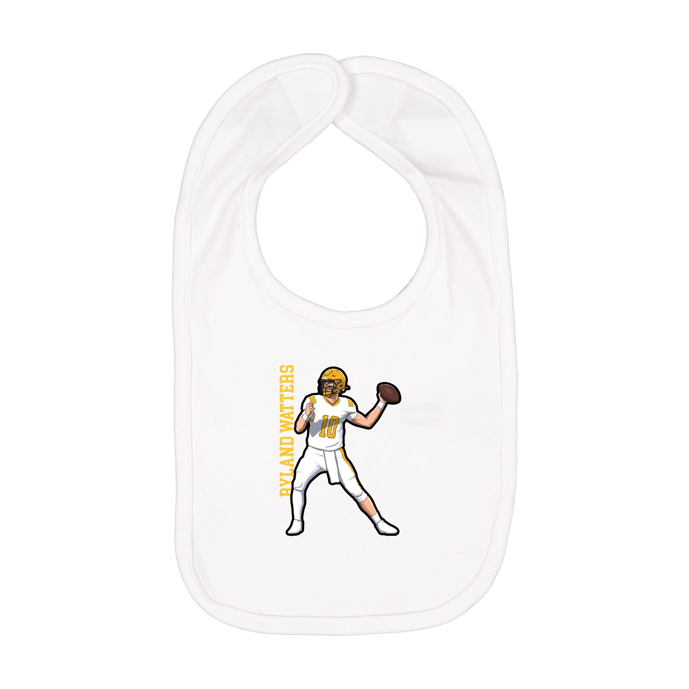 Infant Bib — Name Vertical in White