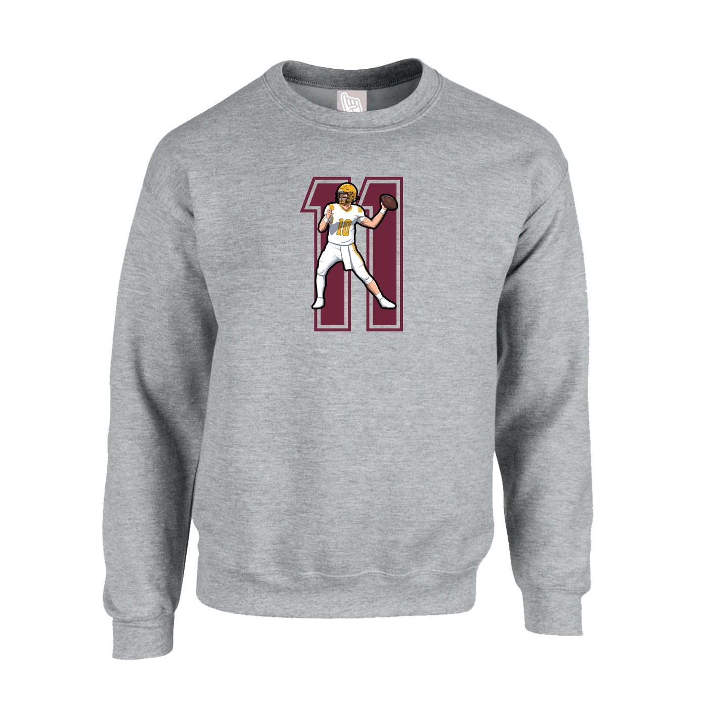 Fleece Crew — Number in Grey