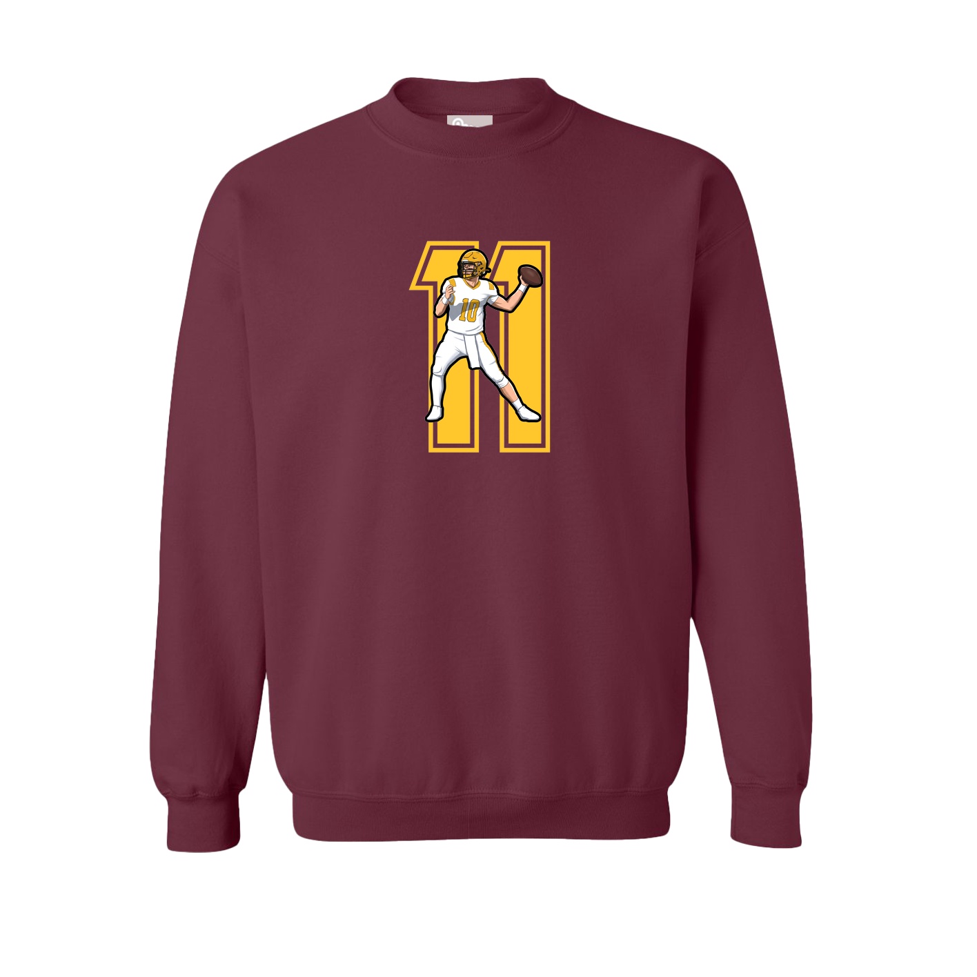 Fleece Crew — Number in Maroon