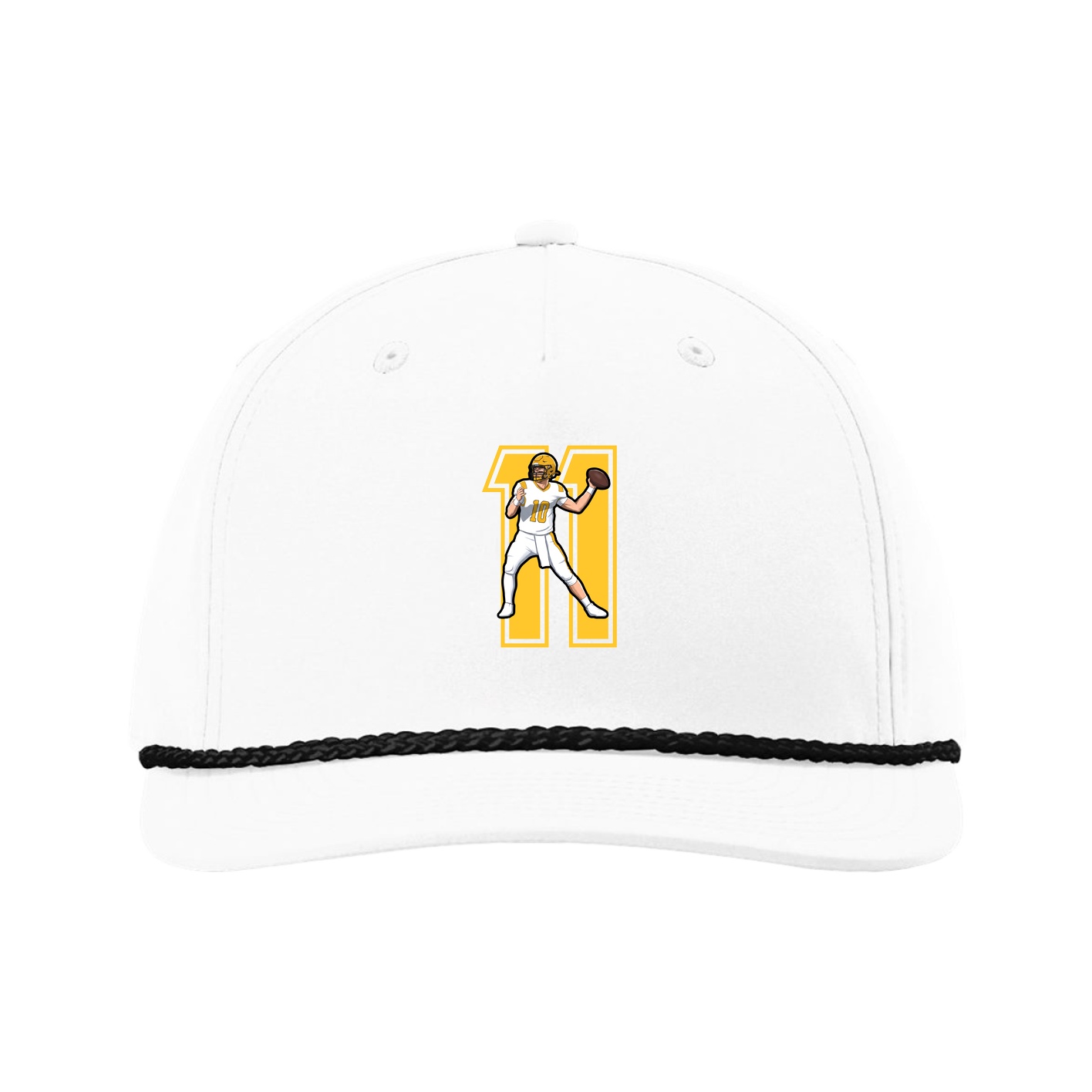 Five-Panel Classic Rope Cap — Number in White
