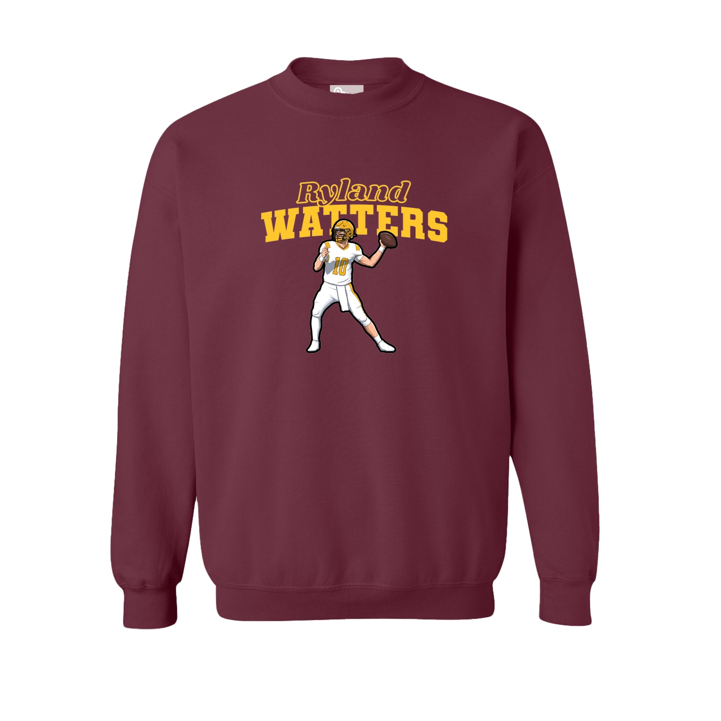 Fleece Crew — Name Arch in Maroon