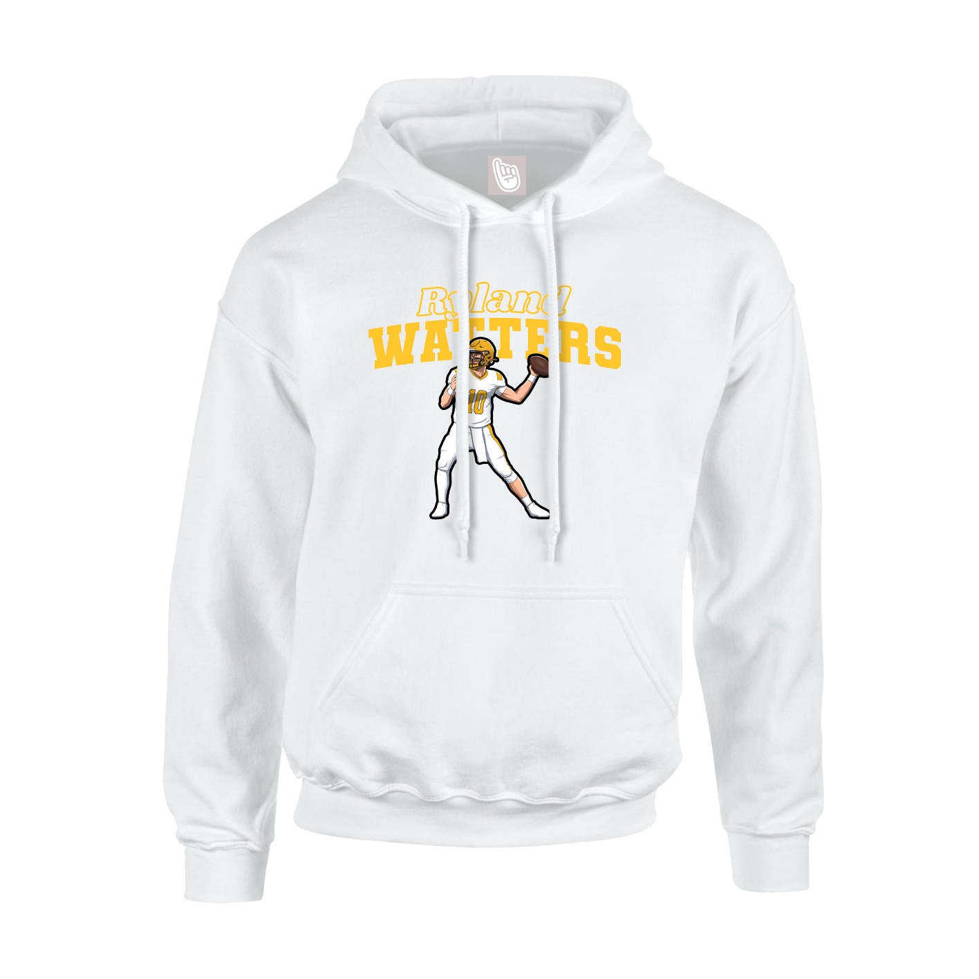 Youth Hoodie — Name Arch in White