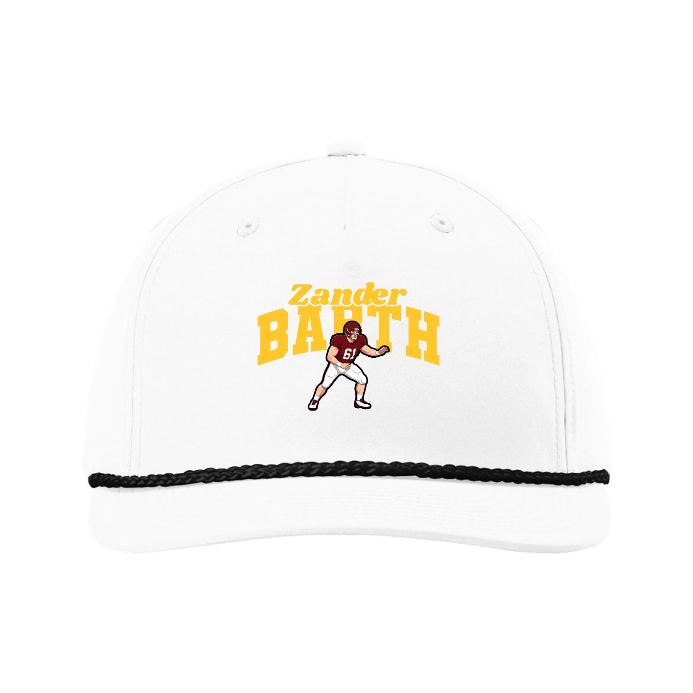 Five-Panel Classic Rope Cap — Signature Arch in White