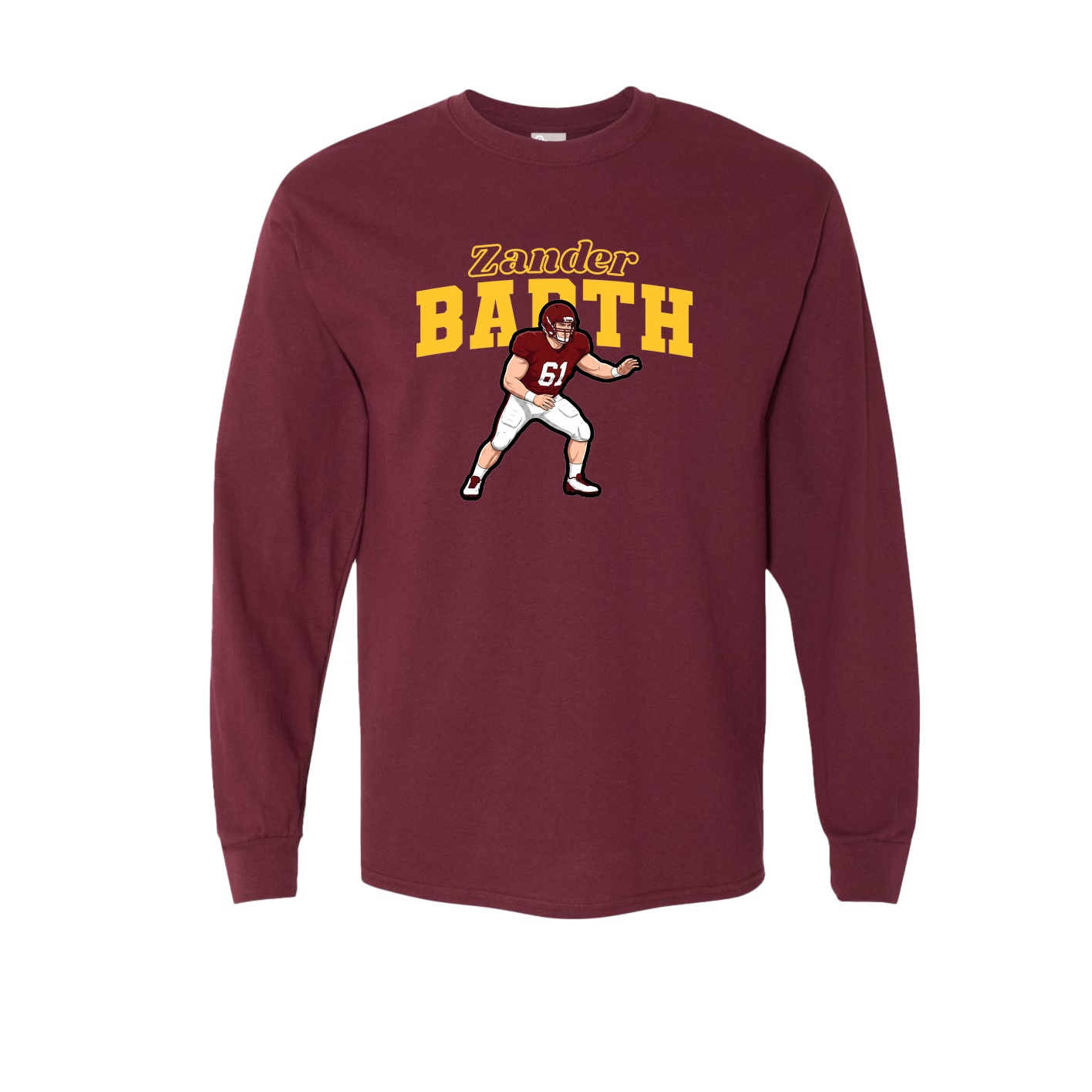 Long Sleeve Tee — Name Arch in Maroon