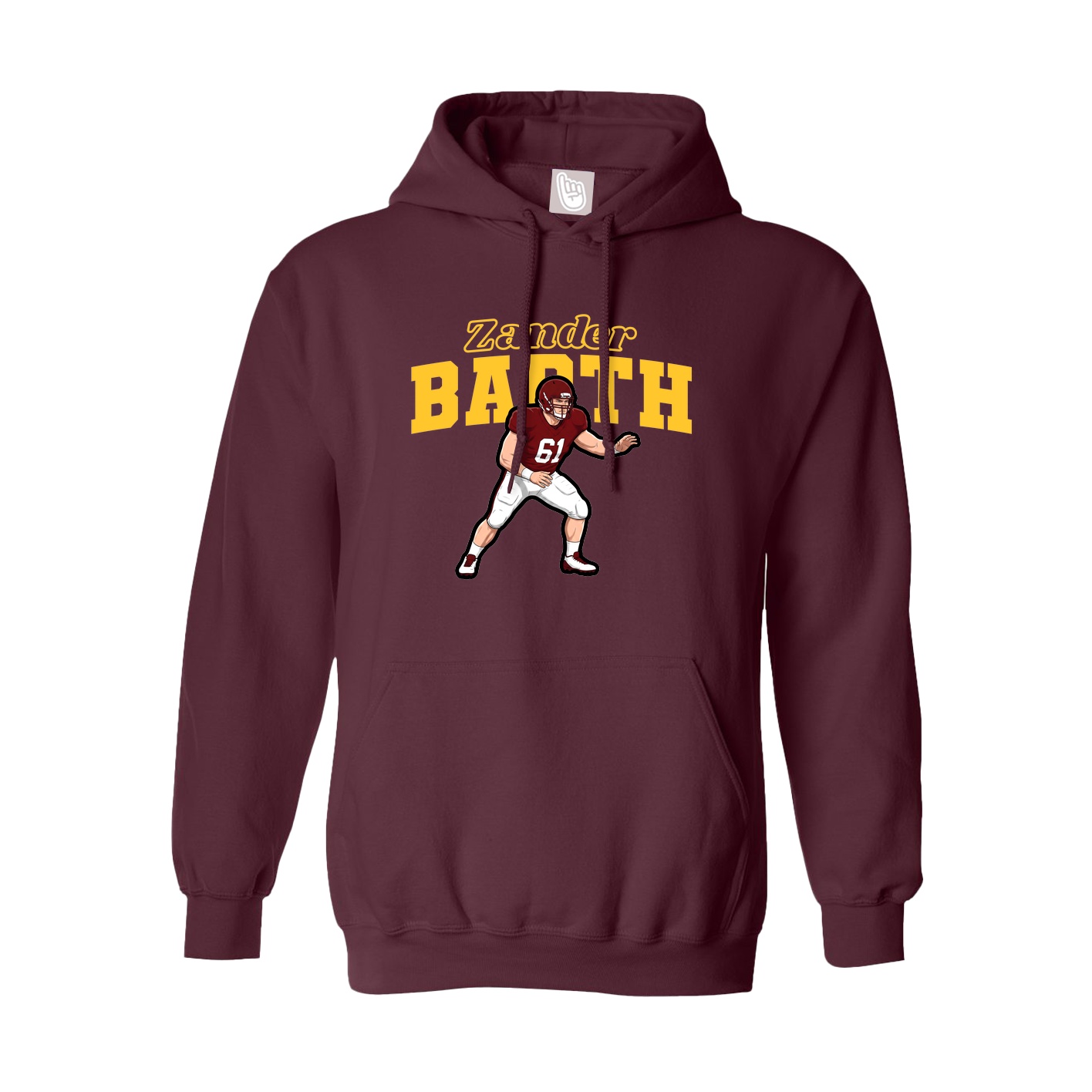 Youth Hoodie — Name Arch in Maroon