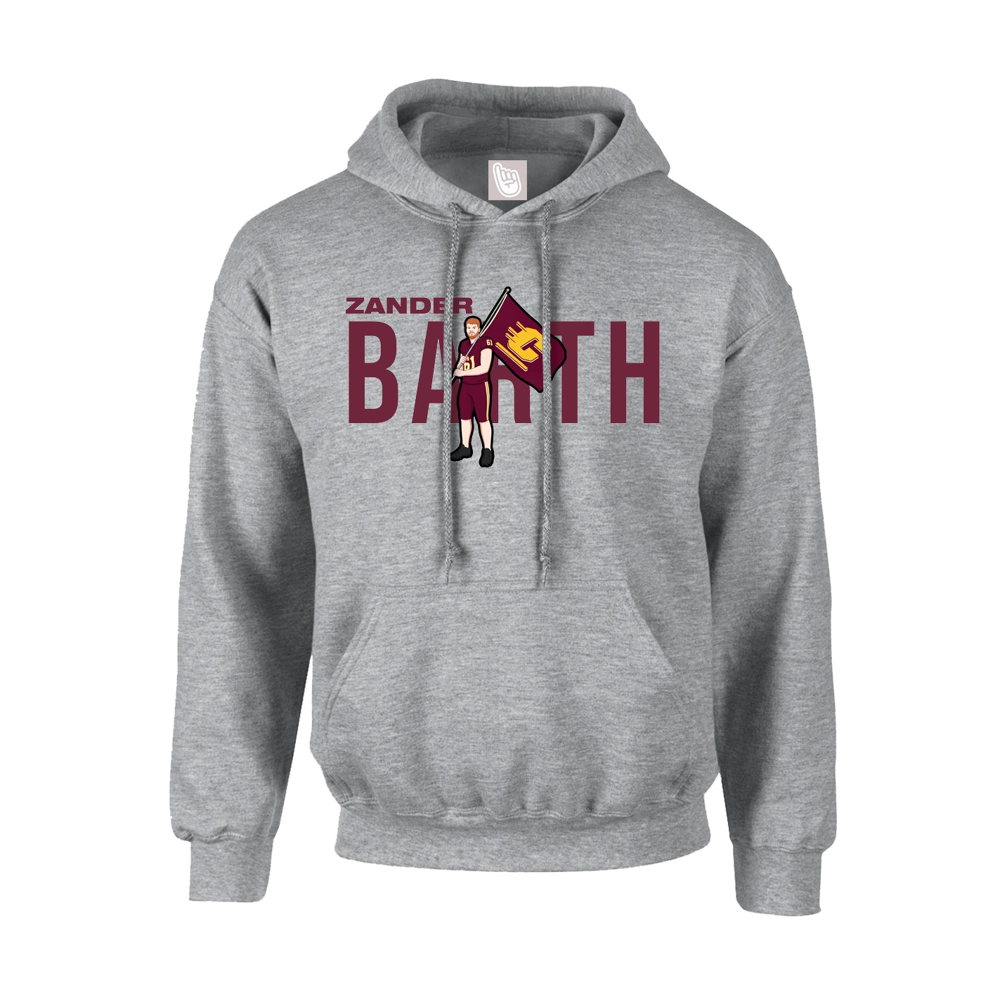 Youth Hoodie — Player Name in Grey
