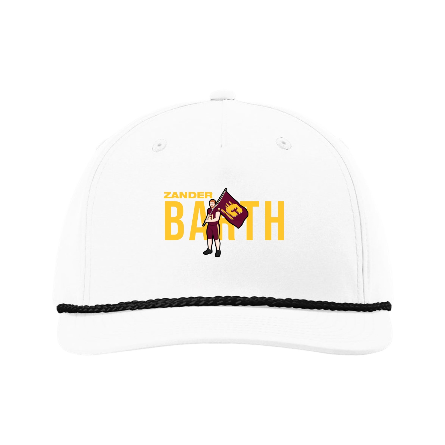 Five-Panel Classic Rope Cap — Player Name in White