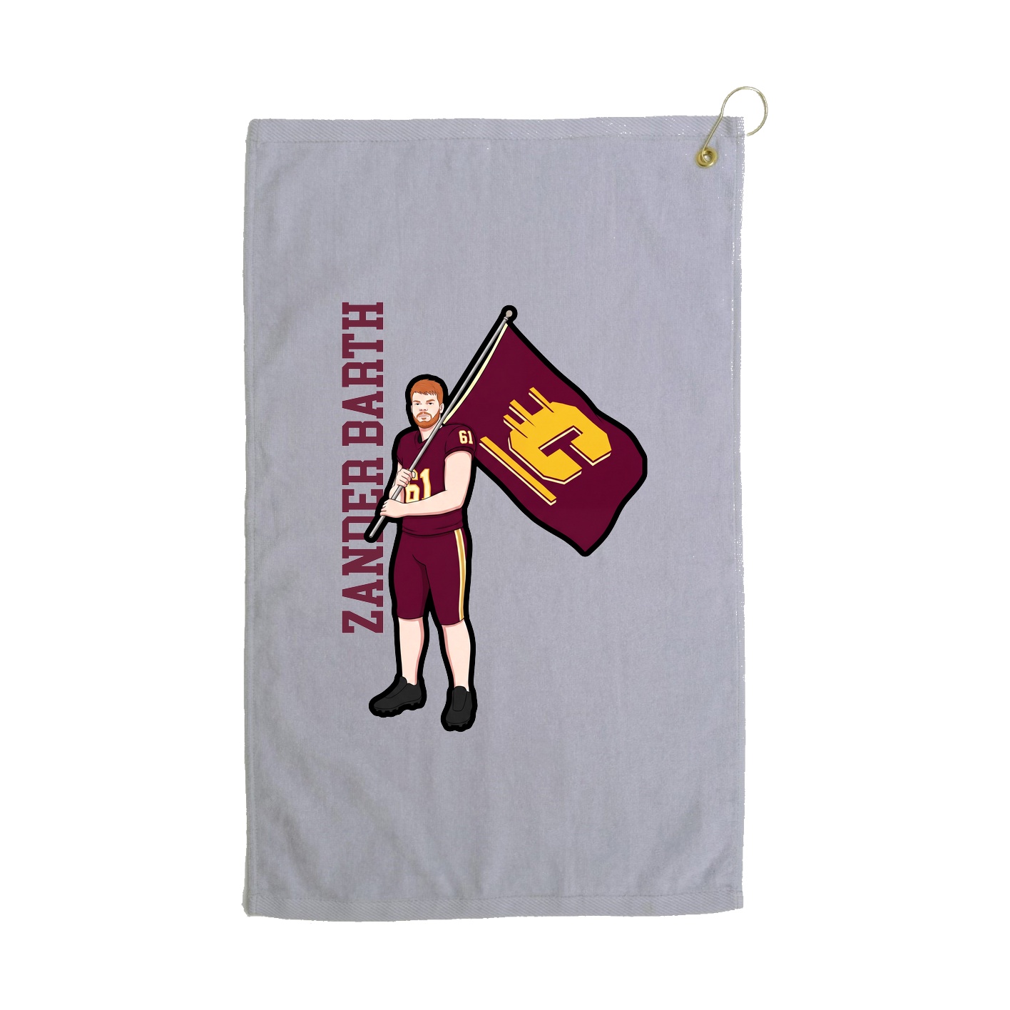 Golf Towel — Name Vertical in Grey